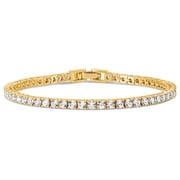 Kezef CZ Tennis Bracelet for Women   3mm Cubic Zirconia, 14K Yellow Gold Plated over Brass, 7.5 Inch Tennis Bracelet