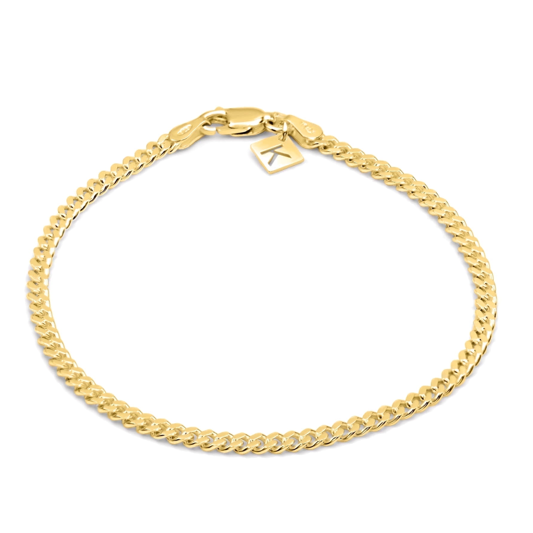 Kezef Gold Chain Anklet for Men & Women – 3mm Cuban Link, 18K Gold-Plated Sterling Silver, Italian Made, Hypoallergenic, Tarnish Resistant, 11 Inch