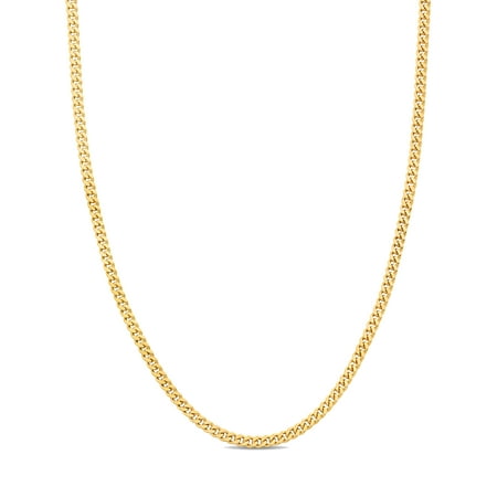 Kezef Creations 18K Gold Plated Sterling Silver 3mm Miami Cuban Link Chain Necklace 11 Inch