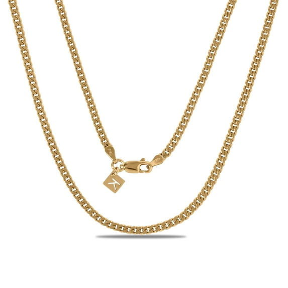 Kezef 3mm Diamond Cut Curb Chain Necklace – Sterling Silver, 14K Gold, or Rose Gold – Hypoallergenic, Anti-Tarnish, Lobster Clasp – Multiple Lengths