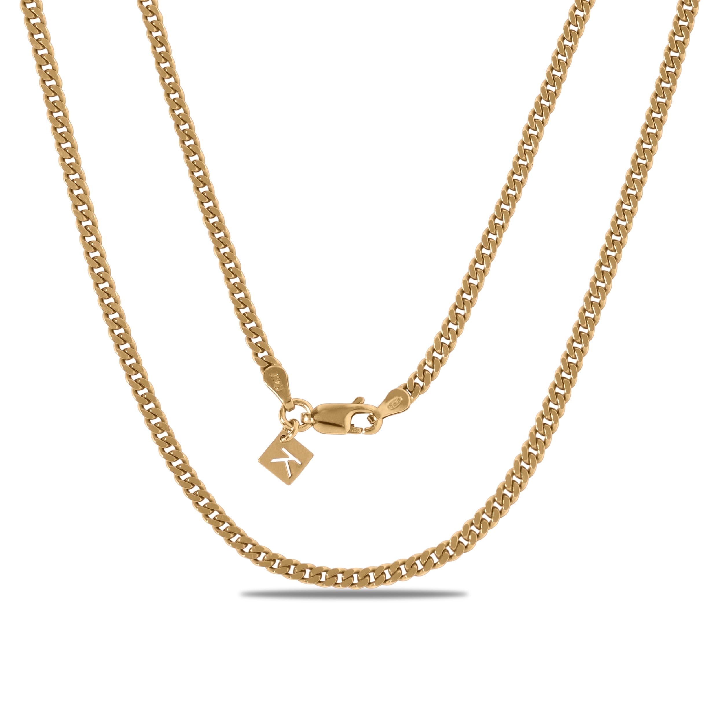 Kezef Gold Chain Necklace for Men & Women – 3mm Cuban Link, 18K Gold-Plated Sterling Silver, Italian Made, Hypoallergenic, Tarnish Resistant, 20 Inch