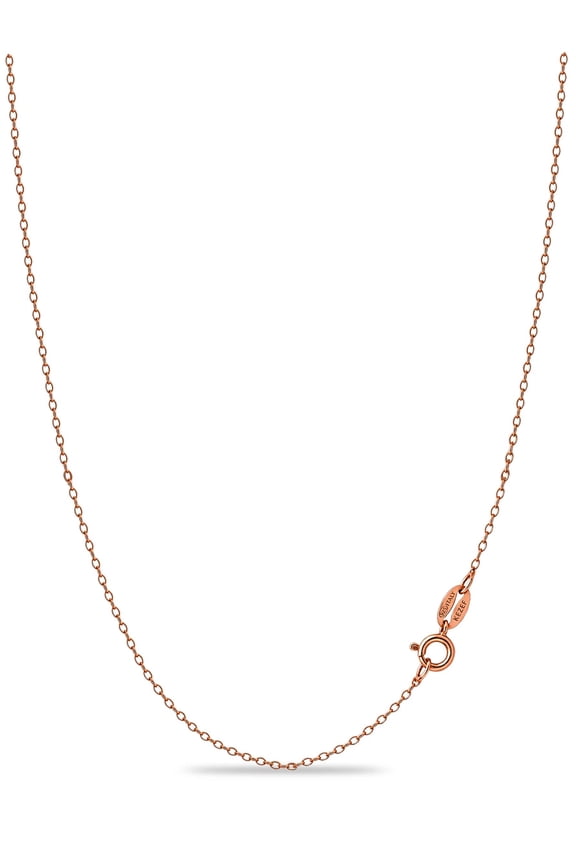 Rose Gold Chain Necklace for Women, Rose Gold-Plated Sterling Silver, 1mm Cable Chain, 16 Inch, Spring-Ring Clasp, Made in Italy