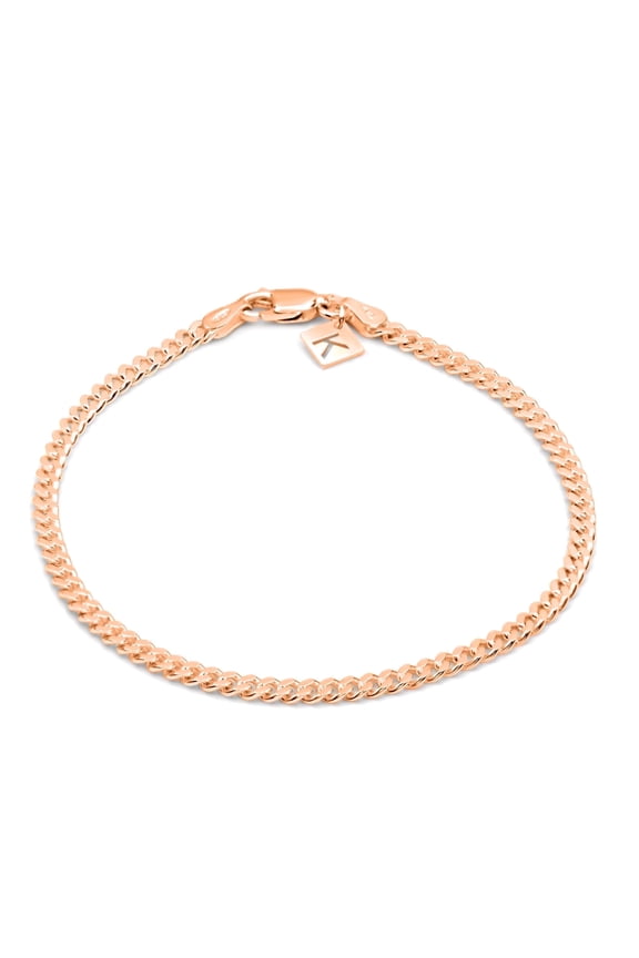Rose Gold Chain Anklet for Men & Women – 3mm Cuban Link, Rose Gold-Plated Sterling Silver, Italian Made, Hypoallergenic, Tarnish Resistant, 11 Inch