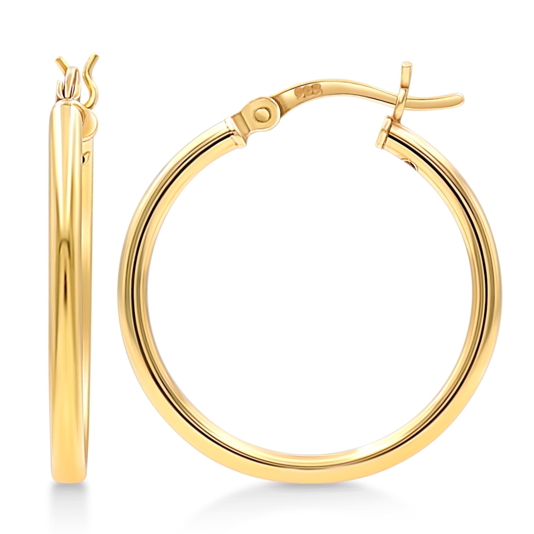 Kezef Gold Plated Sterling Silver 2mm Hoop Earrings - 25mm (1"") Diameter