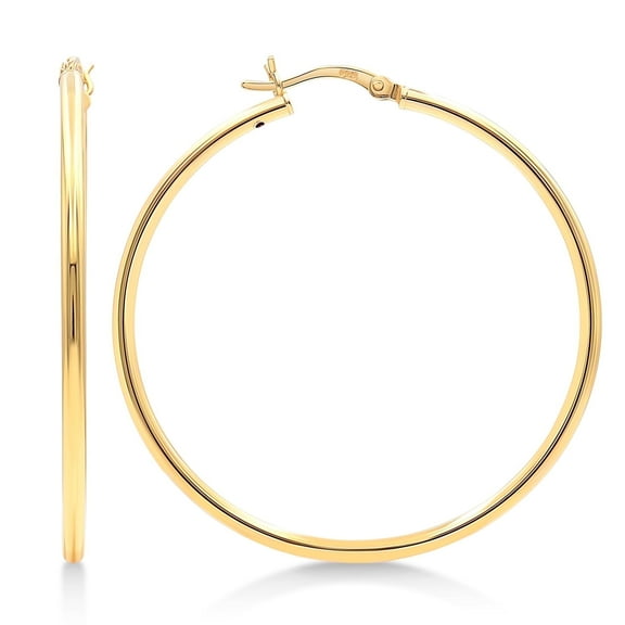Gold Plated Sterling Silver 2mm Hoop Earrings - 45mm (1 3/4"") Diameter
