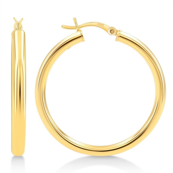 Gold Plated Sterling Silver 3mm Hoop Earrings - 35mm (1 1/2"") Diameter