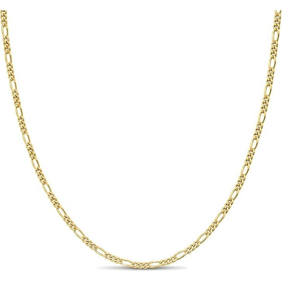 Kezef Gold Plated Sterling Silver Figaro Chain Link Necklace Italian 2mm 36 inch