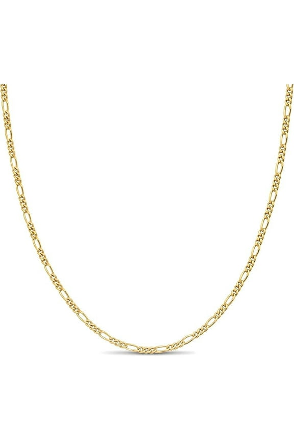 Gold Plated Sterling Silver Figaro Chain Link Necklace Italian 2mm 36 inch