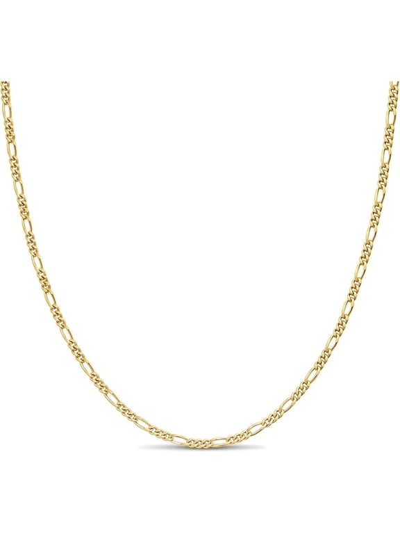 Gold Plated Sterling Silver Figaro Chain Link Necklace Italian 2mm 36 inch