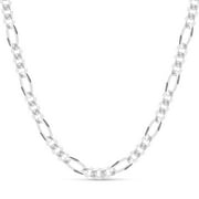 KEZEF Men's 8mm 220 Gauge Figaro Chain Solid 925 Sterling Silver Necklace 28 inch