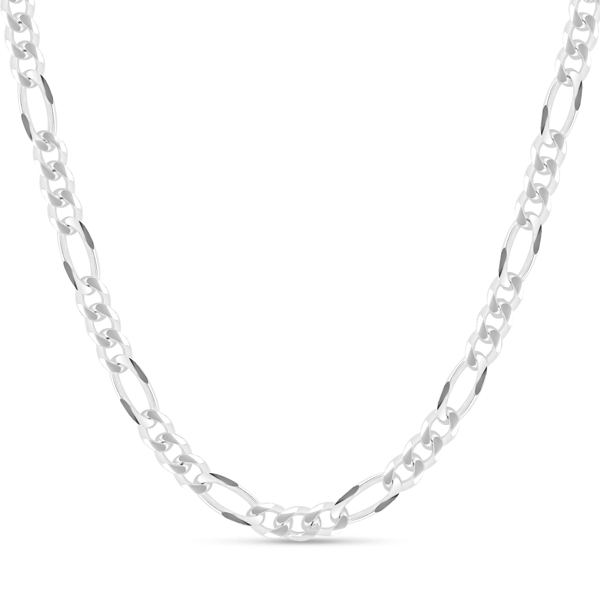 Kezef Men's 8mm 220 Gauge Figaro Chain Solid .925 Sterling Silver Necklace , 30" inches