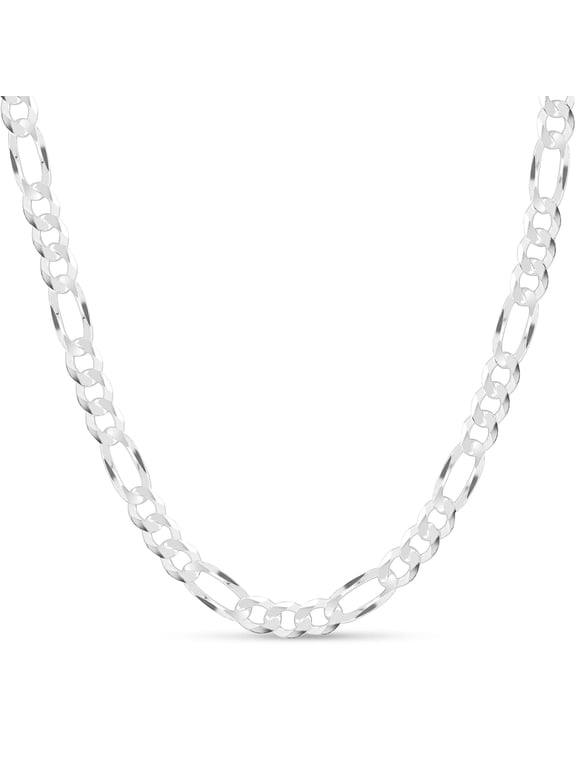 Men’s 925 Sterling Silver Figaro Chain Necklace 9mm Diamond-Cut 18 inch – Heavy Solid Italian Jewelry