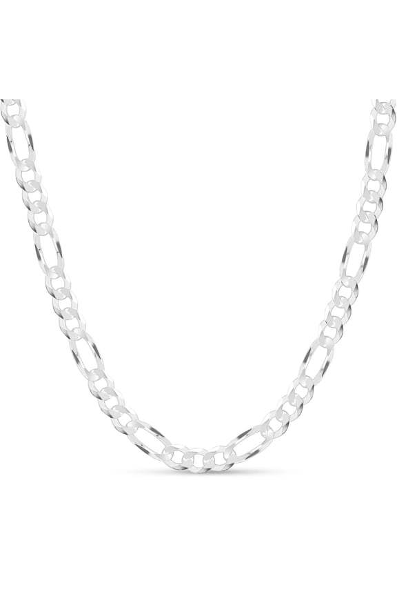 Men’s 925 Sterling Silver Figaro Chain Necklace, 9mm Thick, Diamond-Cut, Hypoallergenic, Heavy Solid Silver, Made in Italy, Lobster Clasp, Anti-Tarnish, Gift Box, 18 Inch