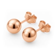 Kezef Rose Gold Plated Polished Sterling Silver Round 5mm Ball Bead Stud Earrings