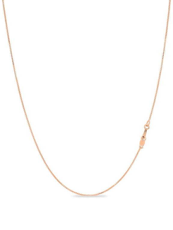 Rose Gold Plated Sterling Silver .7mm Sturdy Thin Box Chain Necklace Nickel Free Made in Italy 17" inch