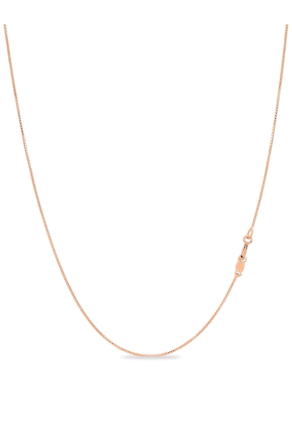 Rose Gold Plated Sterling Silver .7mm Sturdy Thin Box Chain Necklace Nickel Free Made in Italy 19" inch