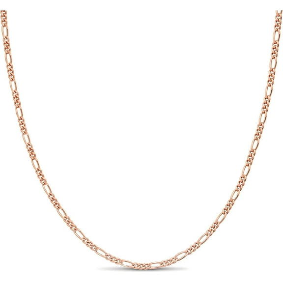 Rose Gold Plated Sterling Silver Figaro Chain Link Necklace Italian 2mm 24 Inch