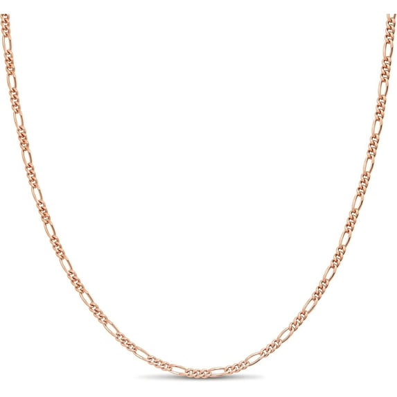 Rose Gold Plated Sterling Silver Figaro Chain Link Necklace Italian 2mm 36 Inch