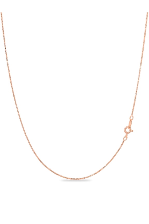 Rose Gold Plated Sterling Silver Necklace - 1mm Box Chain - Hypoallergenic and Tarnish Resistant - Classic Design and Comfortable Fit - 30" - By Kezef Creations