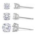 thumbnail image 1 of Kezef Set of 3 Cubic Zirconia Sterling Silver Stud Earrings for Women, Men 4mm, 5mm, 6mm, 1 of 7