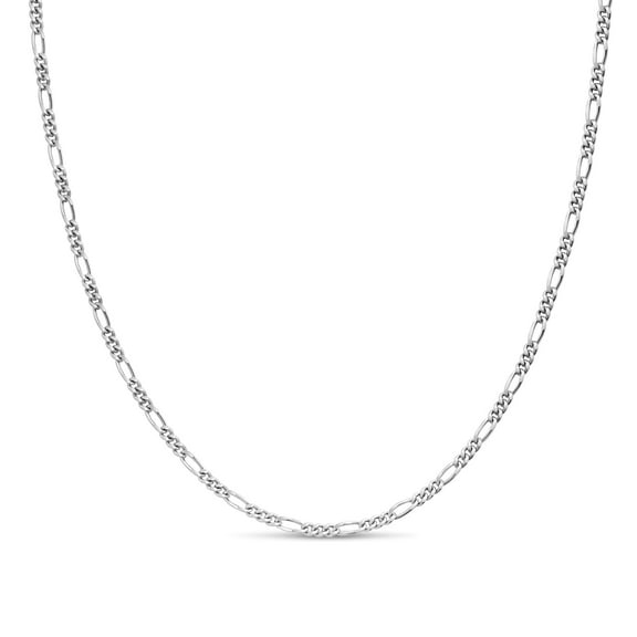 Solid Sterling Silver 2mm 5 Gauge Men's Italian Figaro Chain 16” inch Necklace
