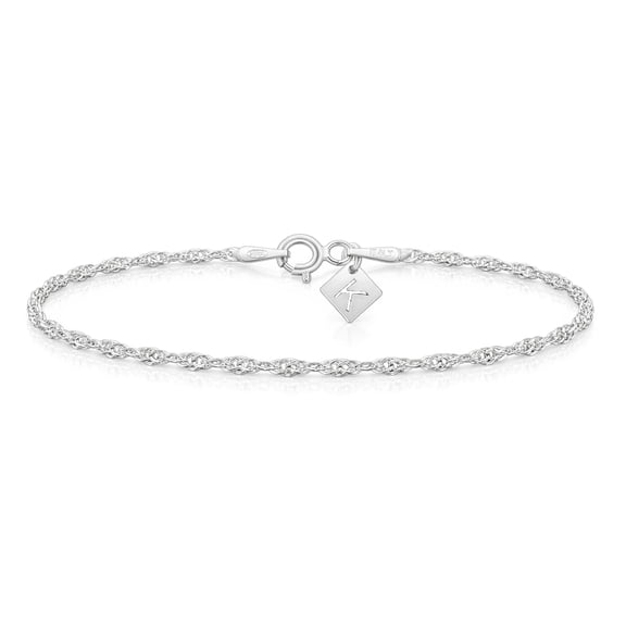 Solid Sterling Silver 2mm Singapore Twisted Curb Link 10" inch Anklet Chain