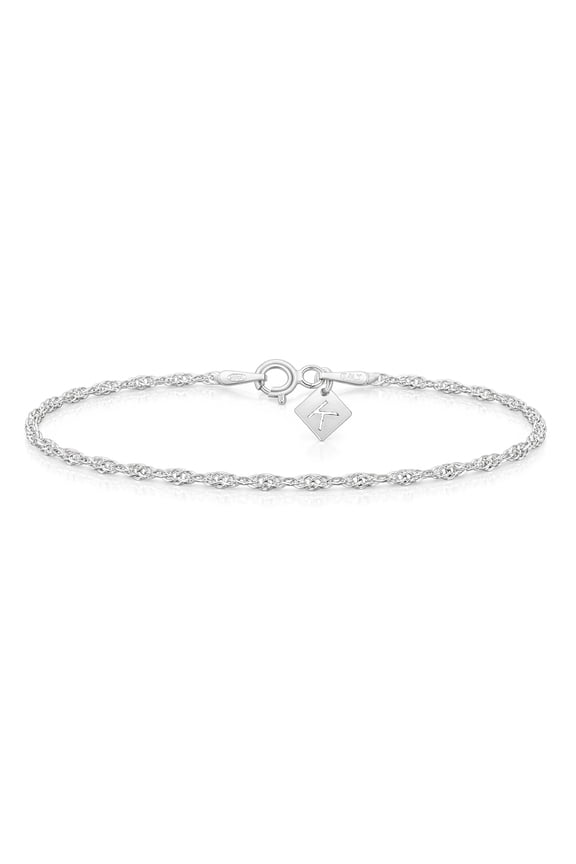 Solid Sterling Silver 2mm Singapore Twisted Curb Link 9" inch Bracelet Chain - Made in Italy