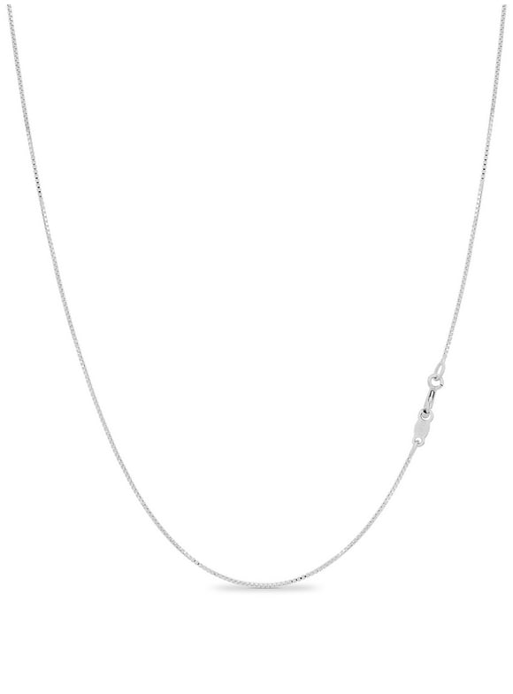 Solid Sterling Silver .7mm Thin Box Chain Necklace Made in Italy 12" inch