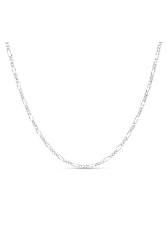 Sterling Silver Figaro Chain Necklace for Men or Women Hypoallegenic Made in Italy 24"