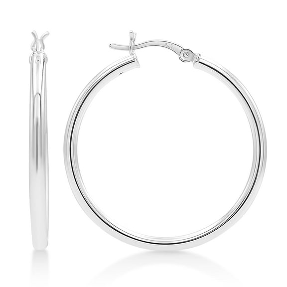 Kezef Sterling Silver Hoop Earrings for Women - 925 Earring Hoops - Hypoallergenic - 35mm
