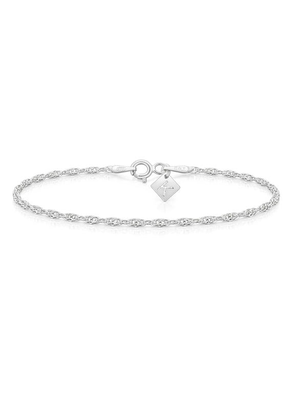 Sterling Silver Singapore Twisted Curb Chain Italian 2mm 7 inch