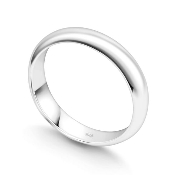 Kezef Sterling Silver Wedding Band Ring for Men and Women – 4mm Dome Band, 925 Silver Comfort-Fit Ring Size 6, Classic Everyday Jewelry Essential