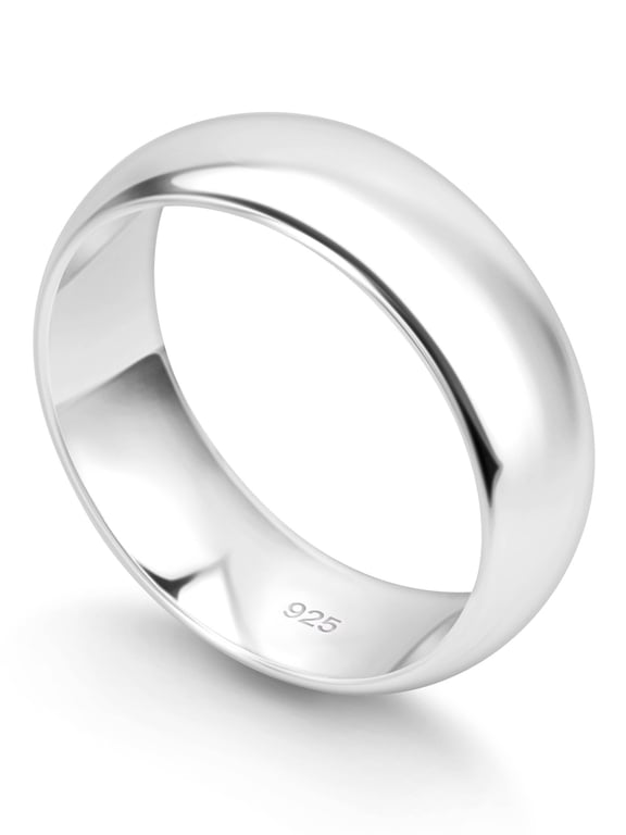 Sterling Silver Wedding Band Ring for Men and Women – 6mm Dome Band, 925 Silver Comfort-Fit Ring Size 13, Classic Everyday Jewelry Essential