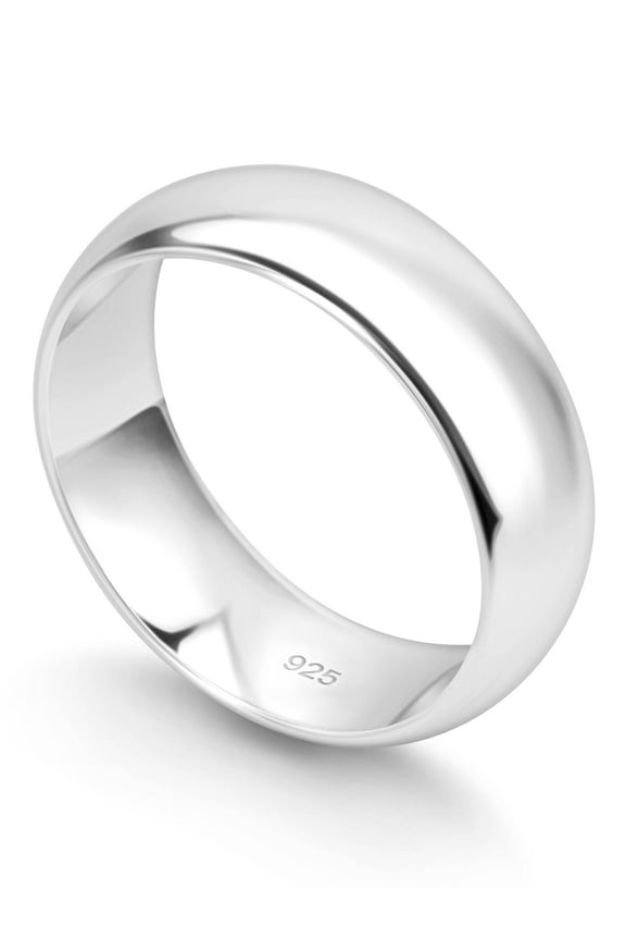 Sterling Silver Wedding Band Ring for Men and Women – 6mm Dome Band, 925 Silver Comfort-Fit Ring Size 7, Classic Everyday Jewelry Essential