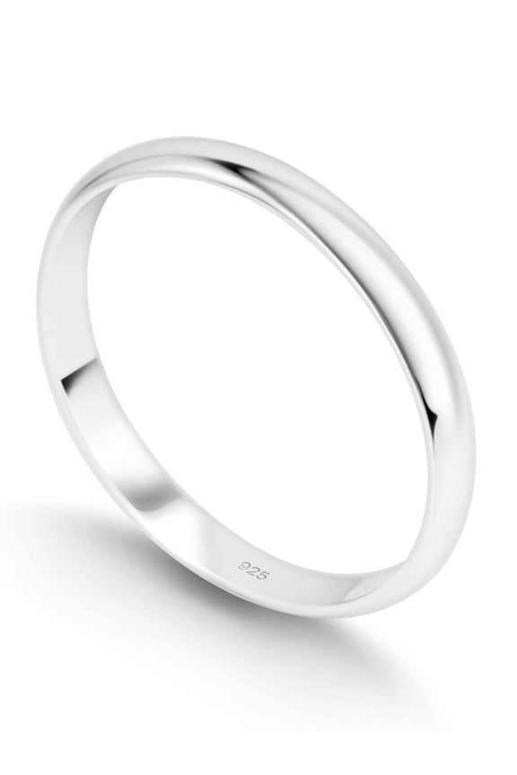 Sterling Silver Wedding Band Ring for Men and Women – 2mm Dome Band, 925 Silver Comfort-Fit Ring Size 7.5, Classic Everyday Jewelry Essential