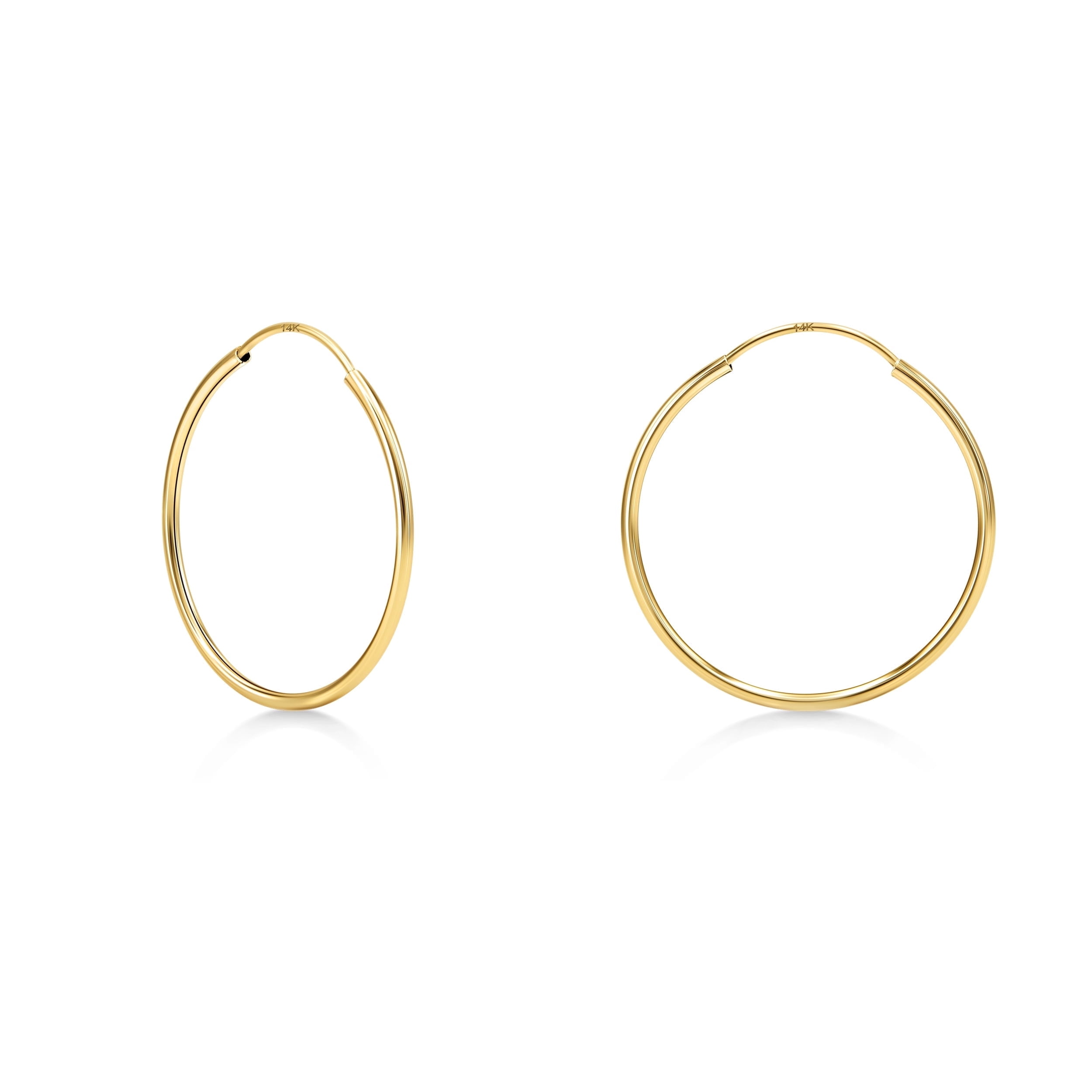 14k Solid Yellow Gold Hoop Earrings - Small Huggies For Women & Men, Hypoallergenic, 4 Sizes (Real Gold, Not Plated)