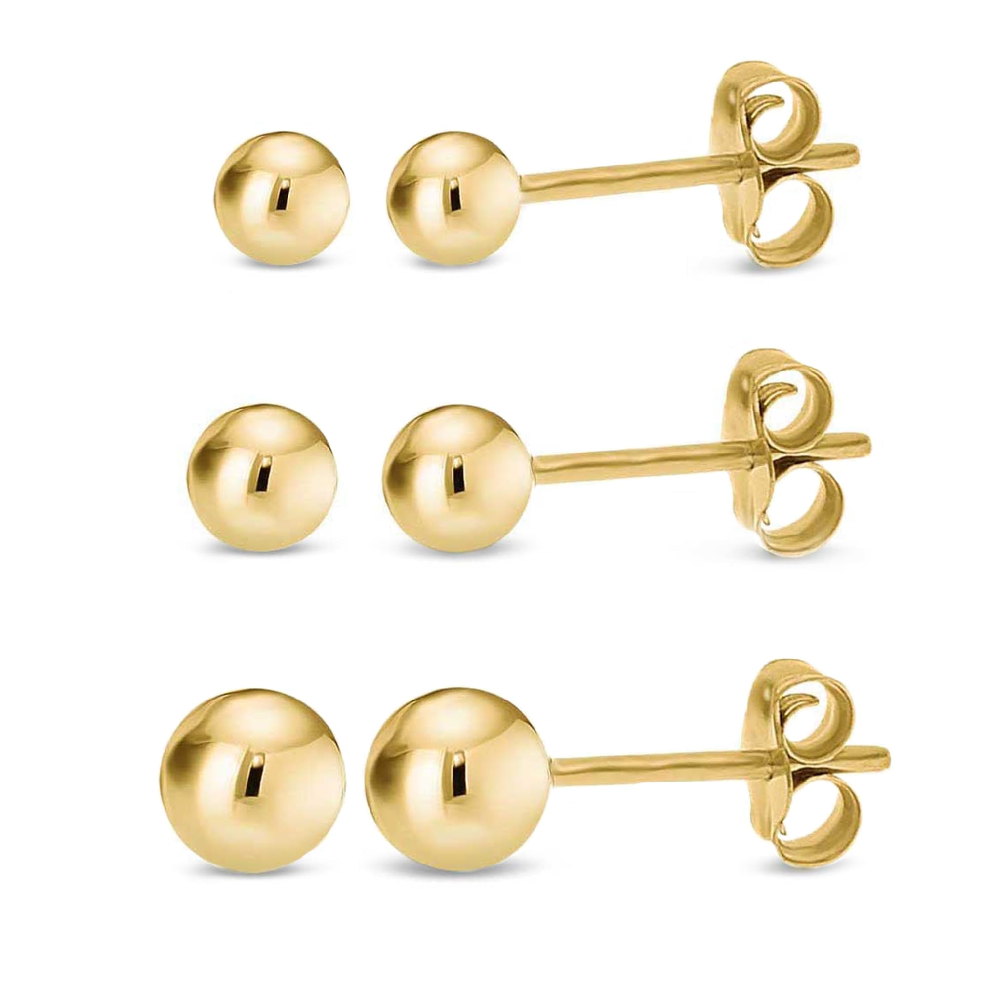 Double Ball Stud Earrings For Women - Gold Filled Round Ball Drop Earrings, Fashion Polished Brass Jewelry Gift