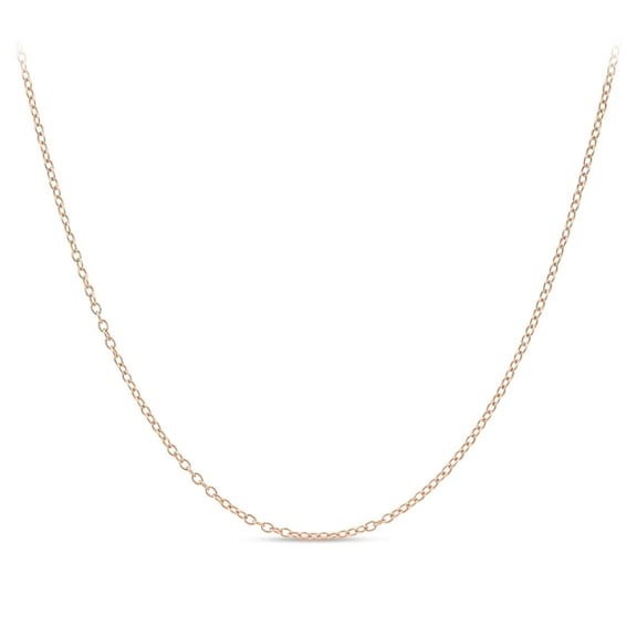 Kezef Rose Gold Chain Necklace for Women, Rose Gold-Plated Sterling Silver, 1mm Cable Chain, 17 Inch, Spring-Ring Clasp, Made in Italy