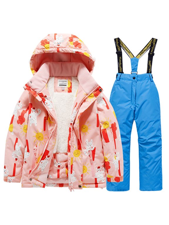 2 Piece Matching Set Snowsuit for Boys Waterproof Windproof Hooded Puffer Jacket and Ski Pants Snow Suit Winter Outfits Size 3-13