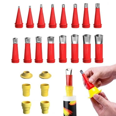 Kezqiaxn 22Pc Caulking Finisher Kits, Reusable Rubber Nozzle 16 Caulking Nozzle Applicators Caulking Tool Kits with 6 Base Connector Caulking Guns for Home Use