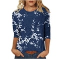 thumbnail image 1 of Kezqiaxn 3/4 Length Sleeve Womens Tops Floral Crew Neck Work Shirts Summer Business Casual Dressy Blouses Plus Size Fashion, 1 of 5