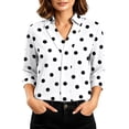 thumbnail image 1 of Kezqiaxn 3/4 Length Sleeve Womens Tops Summer Polka Dot V-Neck Loose Casual Shirts Business Work Blouses Plus Size Fashion, 1 of 8