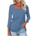thumbnail image 1 of Kezqiaxn 3/4 Length Sleeve Womens Tops Summer Square Neckline Work Shirts Blouses for Women Dressy Casual Plus Size Fashion, 1 of 7