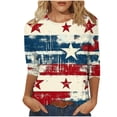 thumbnail image 1 of Kezqiaxn 4Th Of July Women's Tops Summer Fashion Clothing Crew Neck 3/4 Sleeve Work Shirt Blouses Plus Size Clothes for Women, 1 of 5