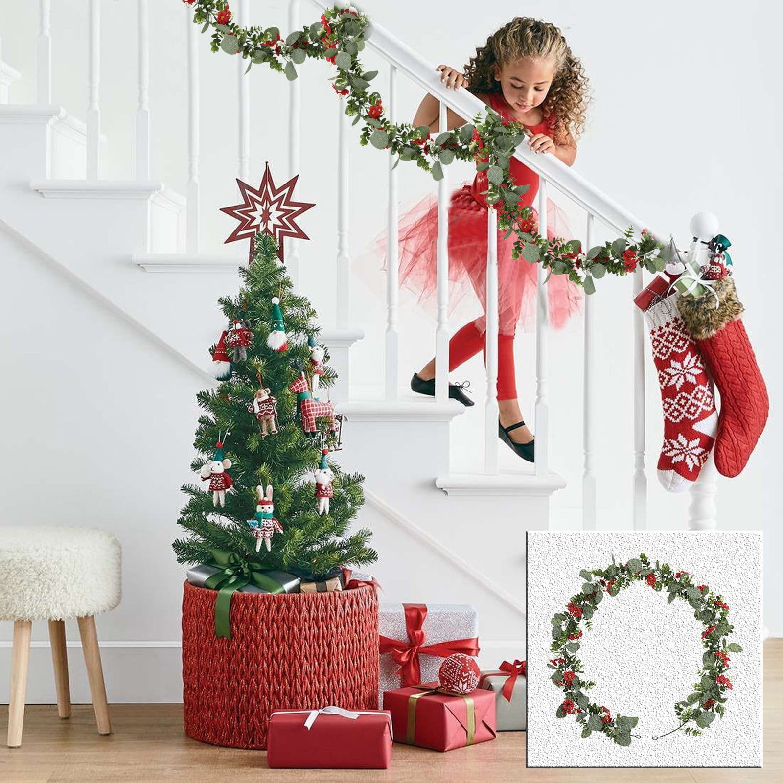 Kezqiaxn Artificial Christmas Garland, 5.84Ft Christmas Garlands with ...