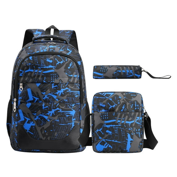 Kezqiaxn Backpack for School Teens Sets of 3, Waterproofs Backpack for Women Men, Large Capacity Casual Daypack Computer Backpacks for School Outdoor Travel Hi Blue