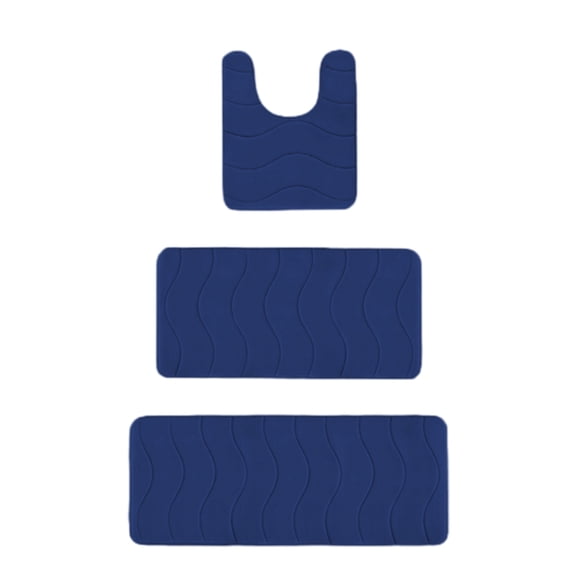 Kezqiaxn Bath Mat Sets Bathroom Rugs Non-Slip Bath Mat Toilet Rugs U Shaped Toilet Mats Doormat Household Carpet Absorbent Bathroom Mats Quick Dry Navy