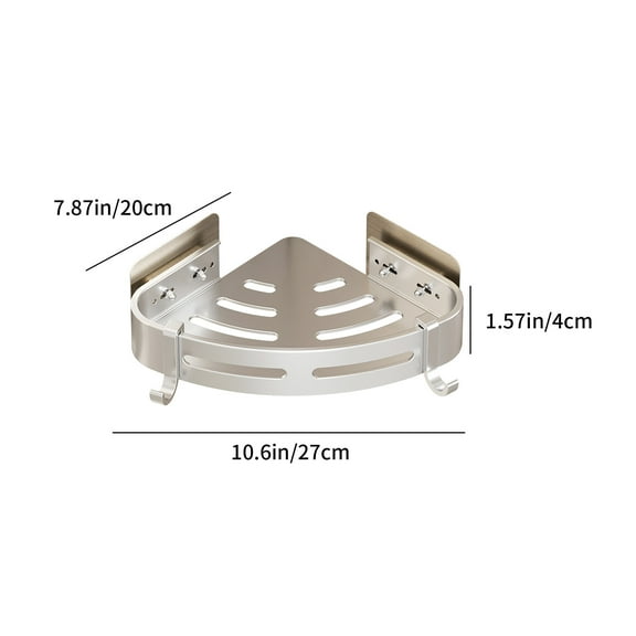 Kezqiaxn Bathroom Organizers and Storage Bath Corner Shower Shelves Adhesive Caddy Wall Mounted No Drilling Racks Shower Organizer Basket Aluminum Storage for Bathroom Kitchen Silver