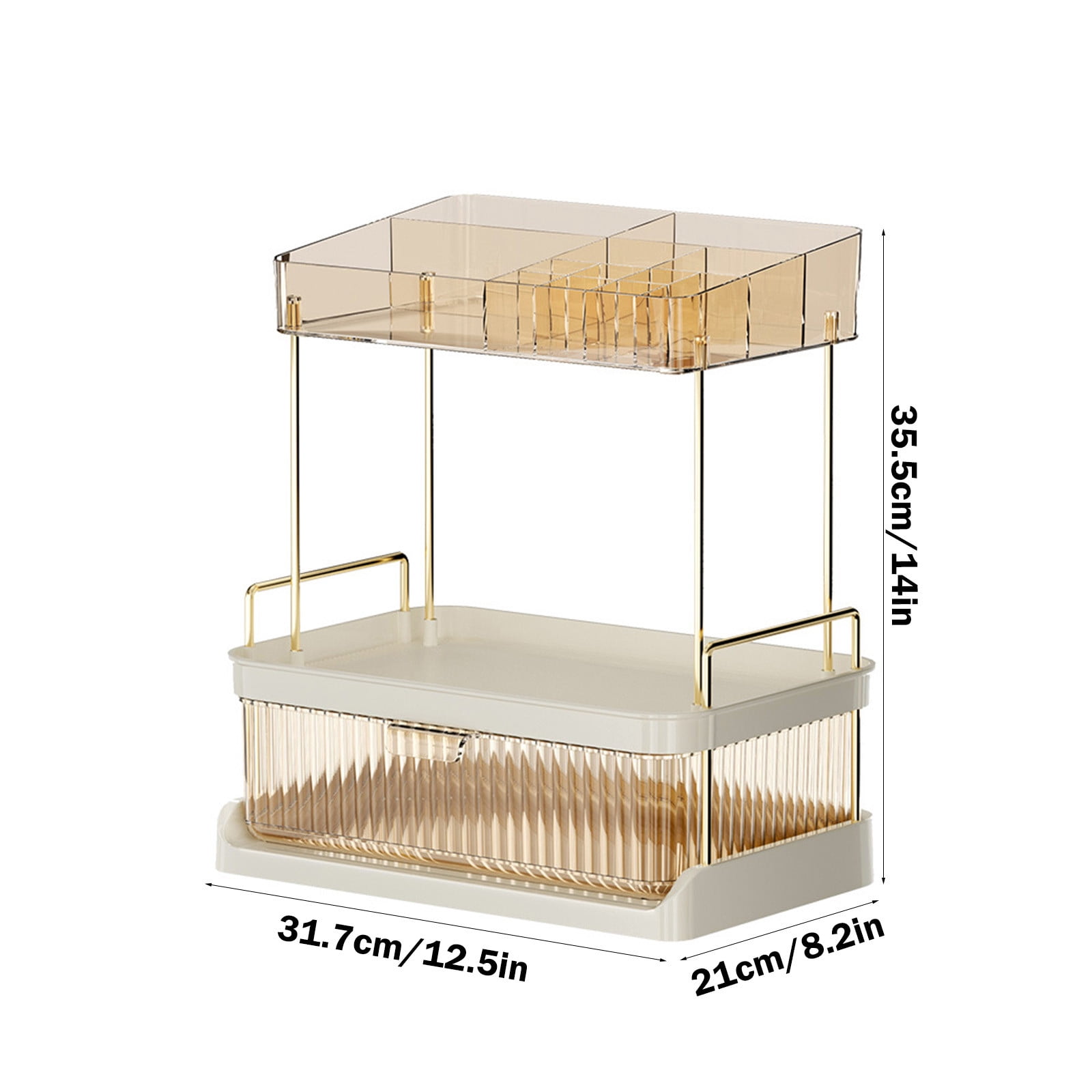 2-Pack Clear Wall Mount Makeup Organizers - 14" Long, 3 Compartments, Acrylic Bathroom Storage For Narrow Spaces