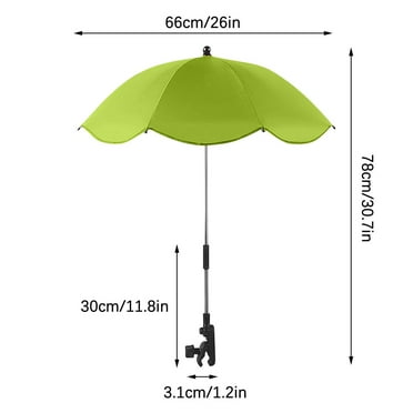 Kezqiaxn Beach Umbrella with Clamp, Toddler Umbrella Stroller Parasol Umbrella Stroller Parasol with Clamp Adjustable Protection Clip On for Sun Shade Trolley Beach Chair Wheelchair Travel